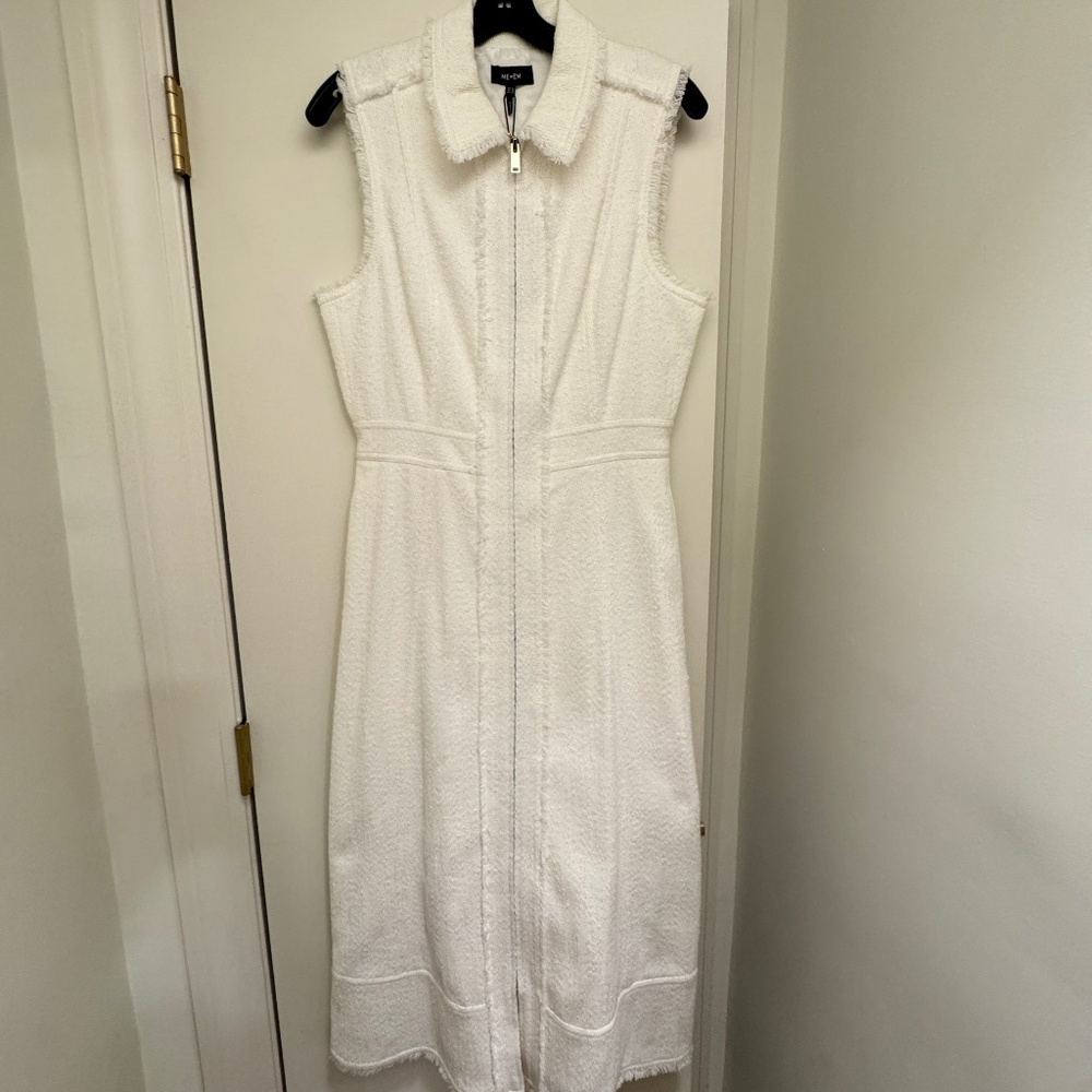 ME + EM White textured midi dress